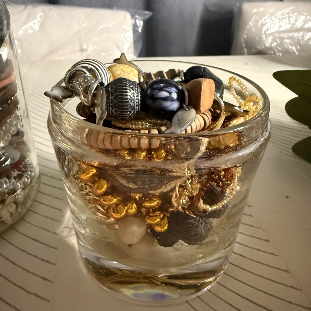 Assorted Jewelry Collection in Glass Jar